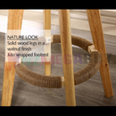 nzmegabuy bentwood bar stool showing solid wood legs with a walnut finish and a textured jute wrapped footrest