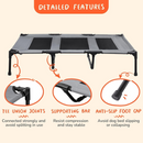 nzmegabuy grey elevated dog bed with powder-coated steel frame, mesh panels, and anti-slip feet for stability.