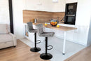 2x Velvet Bar Stools NOEL Kitchen Chairs Swivel Bar Stool Gas Lift Grey