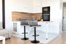 2x Velvet Bar Stools NOEL Kitchen Chairs Swivel Bar Stool Gas Lift Grey