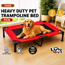 nzmegabuy red heavy duty elevated dog bed with a golden retriever resting on it in a bright indoor living room