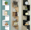 5-Tier Black Corner Floating Wall Shelf