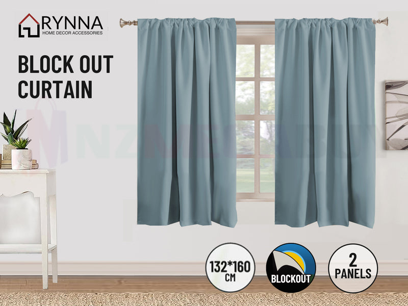 Blockout Curtain Back Tab 2PC Stone Blue AP *2 Sizes
