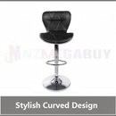 nzmegabuy black PU leather bar stool with a curved padded seat, chrome gas-lift base, and integrated footrest.