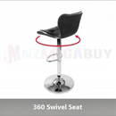 nzmegabuy black PU leather bar stool with chrome base and 360-degree swivel seat feature