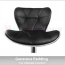 nzmegabuy black PU leather bar stool seat with geometric quilted padding and chrome frame detail