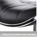 nzmegabuy black PU leather bar stool seat with detailed stitching and polished chrome frame edge