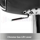 nzmegabuy black PU leather bar stool featuring a close-up of the chrome gas lift lever and swivel mechanism