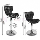 nzmegabuy black PU leather bar stools with chrome frame, showing dimensions for adjustable height and seat size.