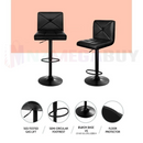 nzmegabuy set of two black PU leather adjustable swivel bar stools with chrome bases and footrests