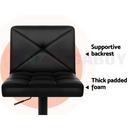 nzmegabuy black PU leather bar stool featuring a supportive backrest and thick foam padding for comfort