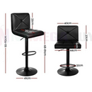 nzmegabuy black PU leather adjustable swivel bar stools with dimensions and chrome base for kitchen and home bar use