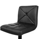 nzmegabuy black PU leather bar stool with tufted seat and backrest, featuring a modern swivel design