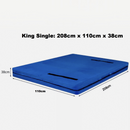 nzmegabuy heavy duty blue mattress storage bag with handles showing King Single dimensions of 208cm by 110cm by 38cm