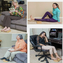 nzmegabuy wooden foot roller massager with five textured rollers being used by people at home and in the office