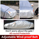 nzmegabuy 3-layer waterproof silver aluminum car cover with reflective strips and adjustable wind-proof belt