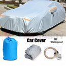 nzmegabuy 3-layer waterproof silver car cover with reflective strips, storage bag, and anti-theft lock