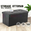 nzmegabuy black faux leather foldable storage ottoman bench with button-tufted top and 76cm length