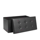 nzmegabuy black foldable storage ottoman bench with button-tufted faux leather lid and spacious interior compartment