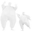 nzmegabuy white inflatable fat suit costume for parties, made of lightweight polyester with elasticated openings.