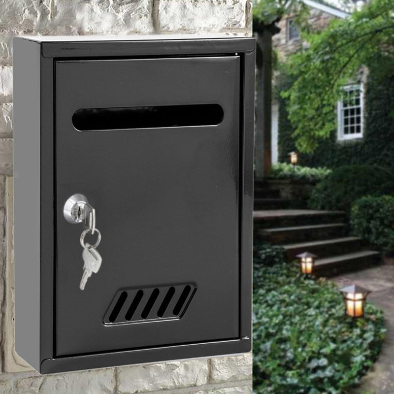 Mailbox Wall-Mounted Letter box w/ Paper Holder & Key Lock