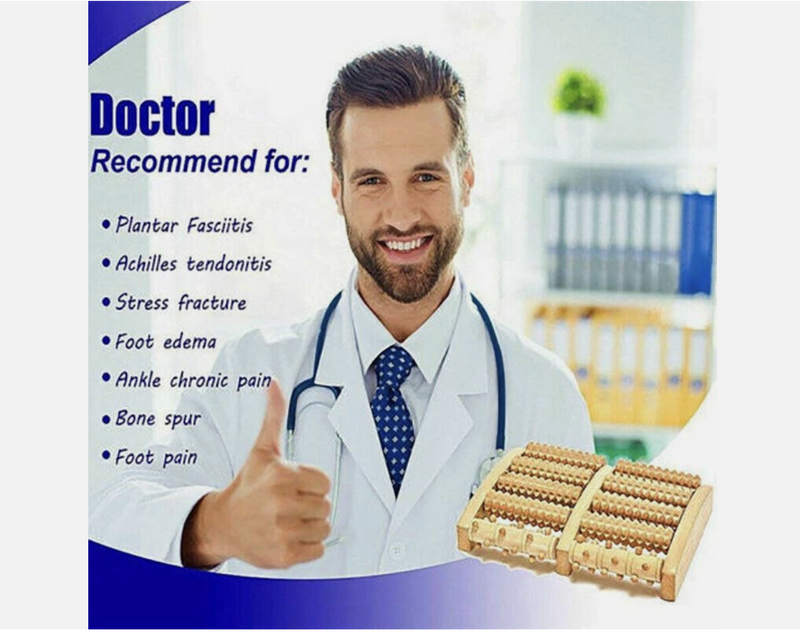 LARGE Wooden Foot Pain Massager 5 Roller Care Reflexology Relax Stress Relief