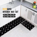 nzmegabuy black floral lattice washable kitchen mat set on a tiled floor in a modern kitchen