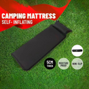 nzmegabuy black self-inflating single camping mat with built-in pillow, 5cm thick, moisture-proof and non-slip design.