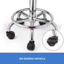 nzmegabuy salon stool chrome base with integrated footrest and five smooth-rolling black nylon castor wheels