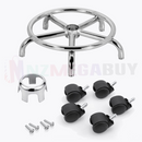 nzmegabuy salon stool replacement parts including chrome base, five black nylon castor wheels, and assembly screws