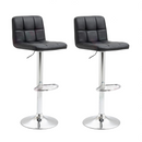 Two nzmegabuy black PU leather swivel bar stools with adjustable chrome gas lift bases and padded square-stitched seats
