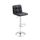 nzmegabuy black PU leather swivel bar stool with adjustable gas lift, chrome steel base, and footrest on white background