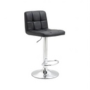nzmegabuy black PU leather swivel bar stool with adjustable gas lift, chrome steel base, and padded square-stitched seat