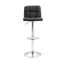 nzmegabuy black PU leather swivel bar stool with adjustable gas lift, chrome base, and padded square-stitched seat.