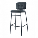 nzmegabuy black PU leather bar stool with a modern metal frame and tufted backrest for kitchen or breakfast bar