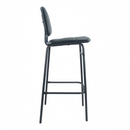 nzmegabuy black PU leather bar stool with a modern L-shaped seat and durable powder-coated metal frame, side view.
