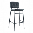 nzmegabuy black PU leather bar stool with a tufted seat and durable powder-coated metal frame for modern kitchens