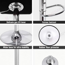 nzmegabuy black PU leather bar stool details showing gas lift lever, curved footrest, stable chrome base, and floor protector