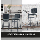 nzmegabuy black PU leather bar stools with tufted seats and powder-coated metal frames in a modern kitchen setting