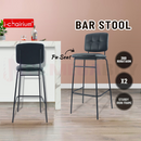 nzmegabuy black PU leather bar stools with iron frame and 360-degree swivel in a modern kitchen setting