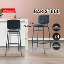 nzmegabuy black PU leather bar stools with sturdy iron frames and 360-degree swivel, set of four for modern kitchens.