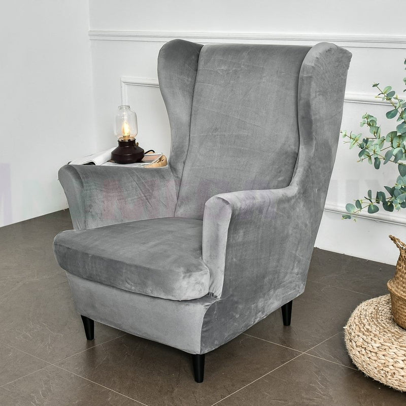 Wingback Sofa Covers Velvet *Grey