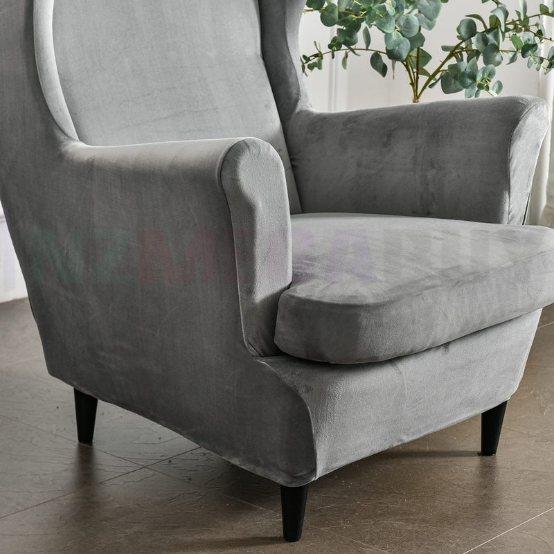 Wingback Sofa Covers Velvet *Grey