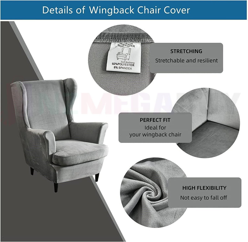 Wingback Sofa Covers Velvet *Grey