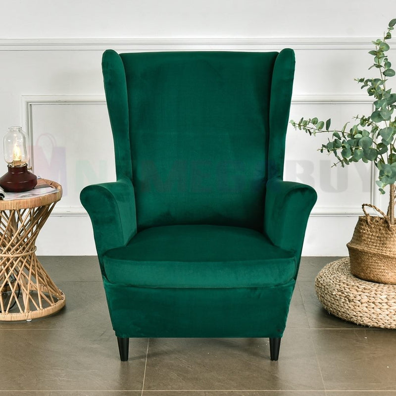 Wingback Sofa Covers Velvet * Emerald