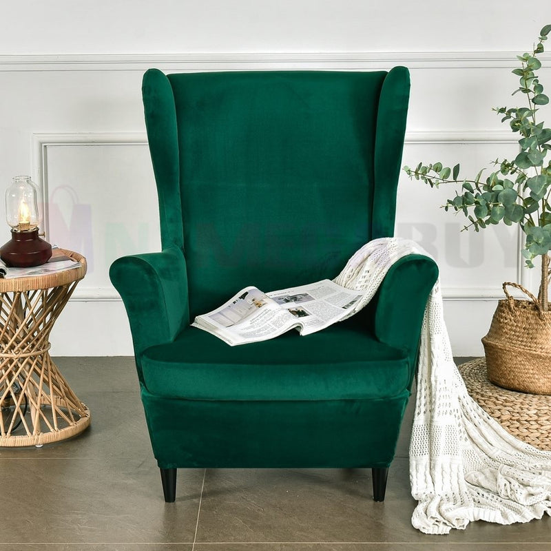 Wingback Sofa Covers Velvet * Emerald