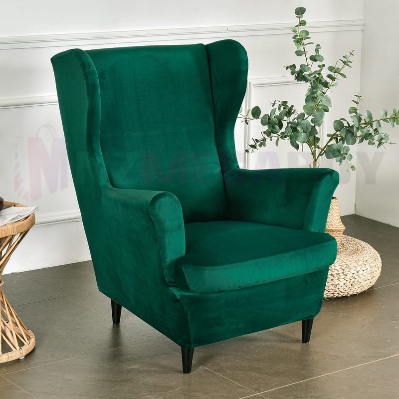 Wingback Sofa Covers Velvet * Emerald