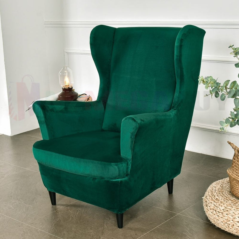 Wingback Sofa Covers Velvet * Emerald