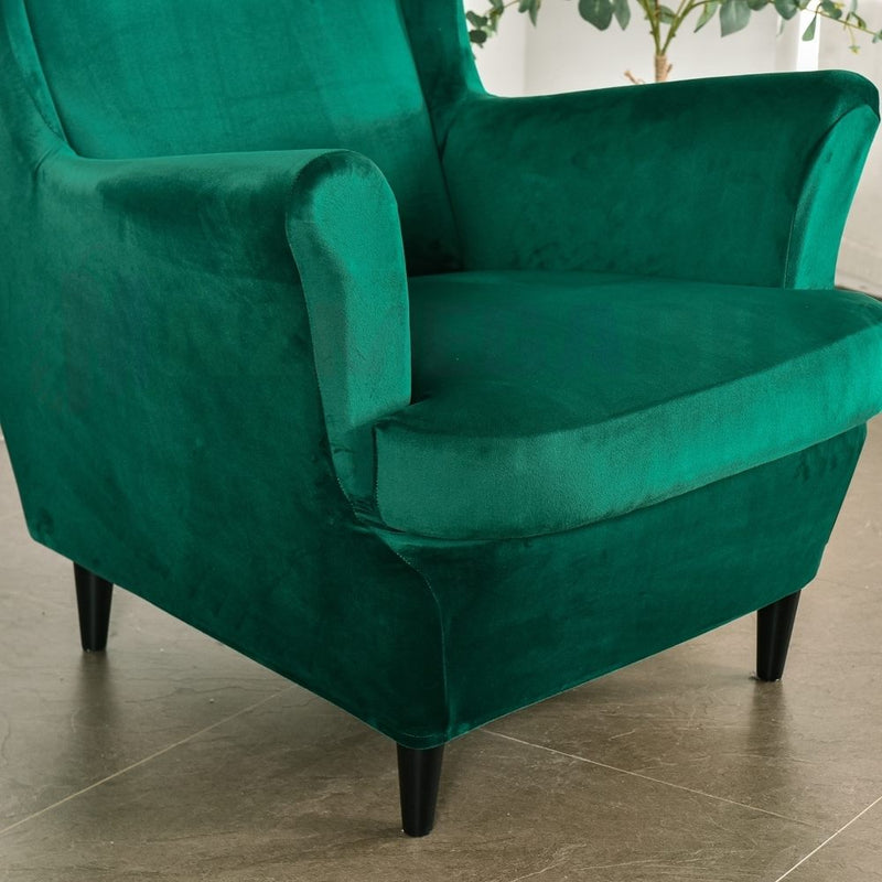 Wingback Sofa Covers Velvet * Emerald