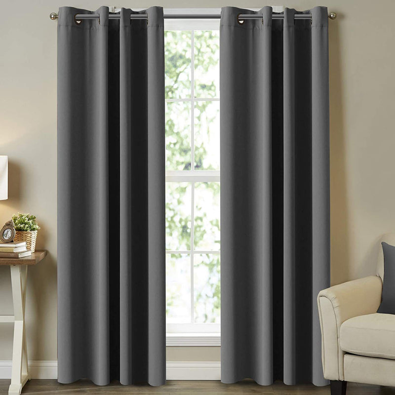 Blockout Curtain Eyelet  2PC Charcoal *4 Sizes